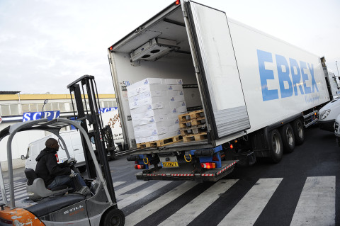 reportage photo fred bourcier au marché de Rungis chargement denrées alimentaires camion Renault trucks